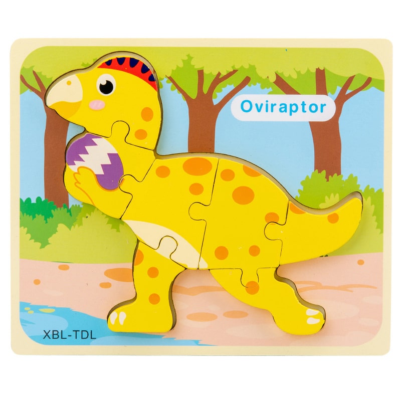 puzzle en bois cartoon dinosaure d 