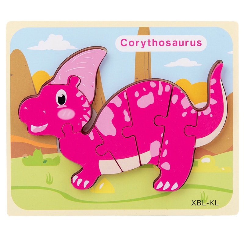 puzzle en bois cartoon dinosaure d 
