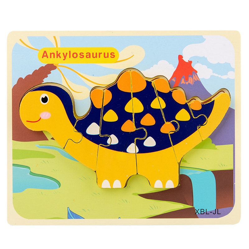 puzzle en bois cartoon dinosaure d 