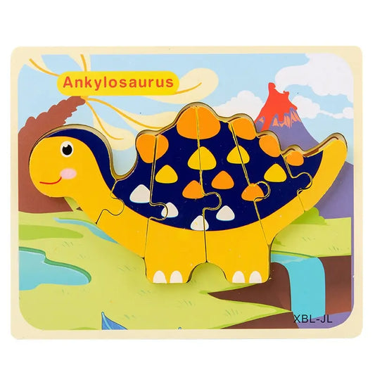 puzzle en bois cartoon dinosaure d 