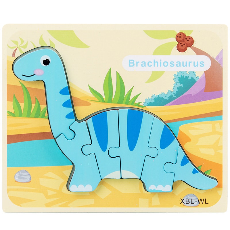 puzzle en bois cartoon dinosaure d 
