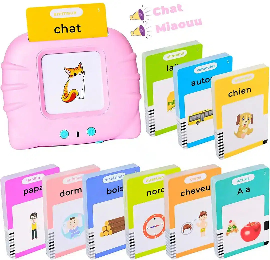Cartes Parlantes, Éducatives pour Enfants mettant en vedette un chat et un chien comme jouets d'apprentissage des langues.