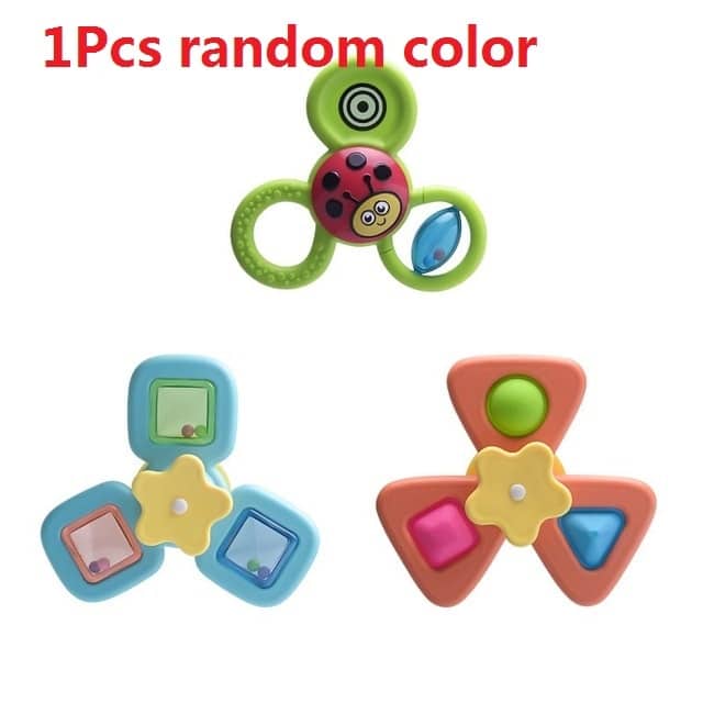 Un ensemble de jouets colorés avec différentes formes, couleurs et un Spinner de Bain pour Baignoire.