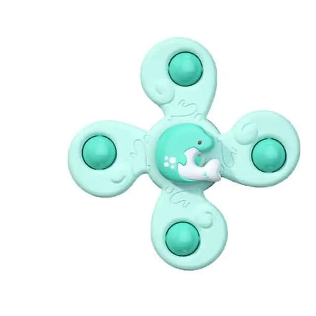Le Spinner de Bain pour Baignoire est un fidget toy vert et blanc à pois blancs.