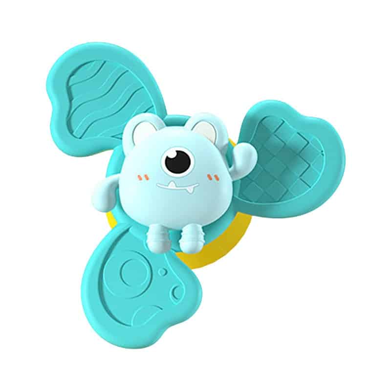 Un Spinner de Bain pour Baignoire avec une grenouille bleue et jaune.