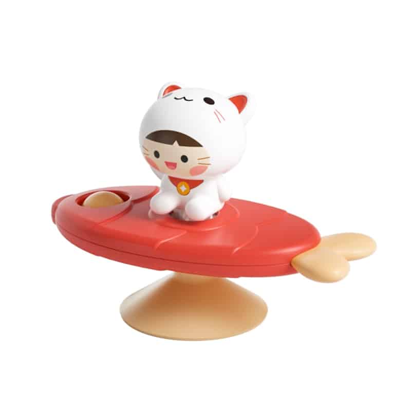 Un chat jouet assis sur un Spinner de Bain pour Baignoire.