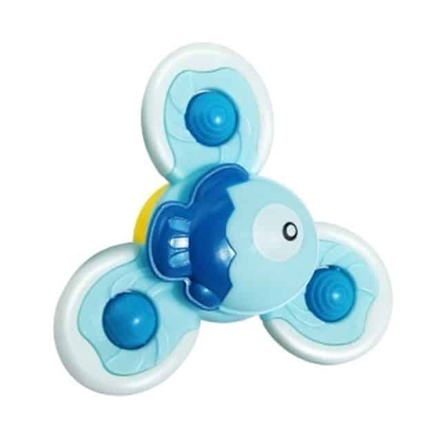 Un Spinner de Bain pour Baignoire bleu et blanc sur fond blanc.