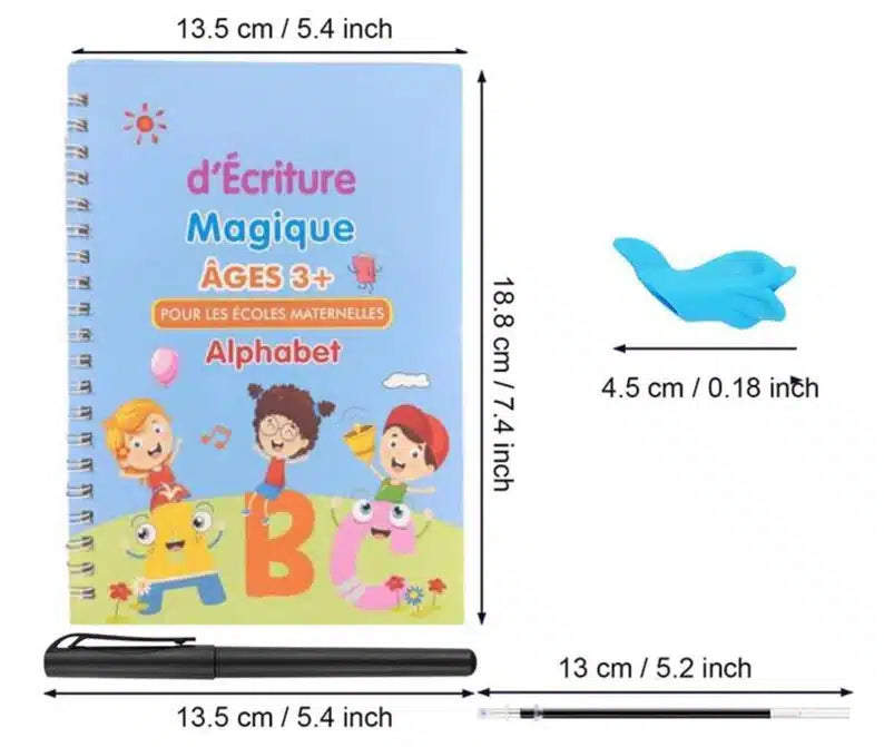 Un Cahier Magique Améliorez l'écriture de vos enfants en 10 jours avec un stylo et un crayon.