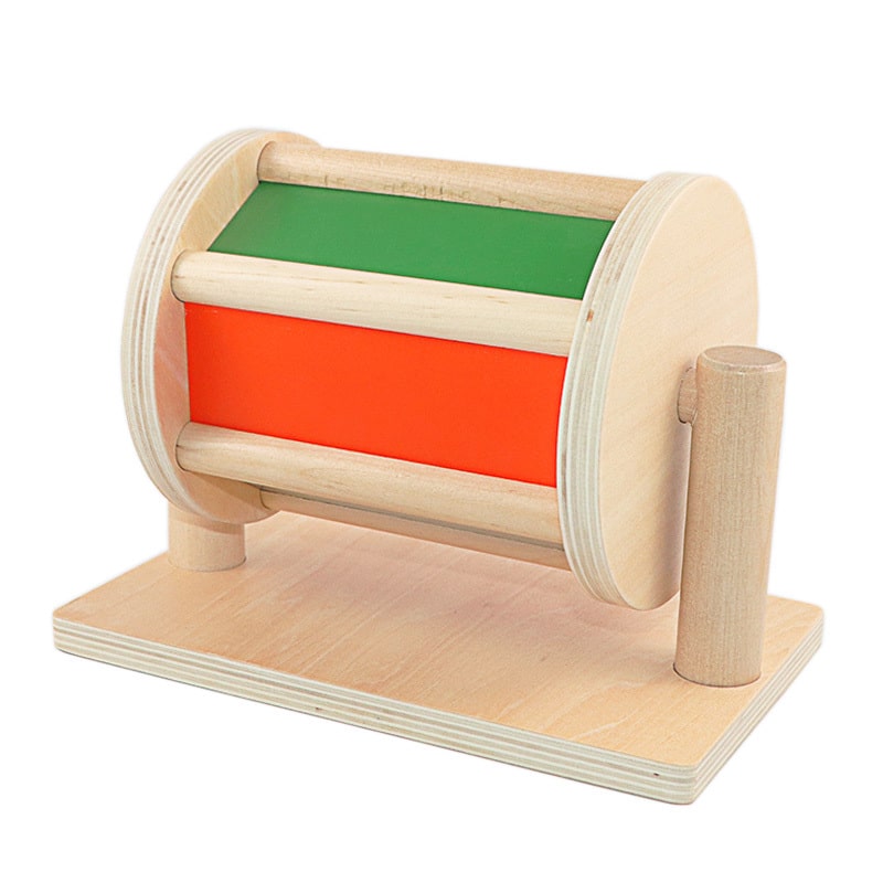 tambour tournant avec miroir et bille a l interieur orange