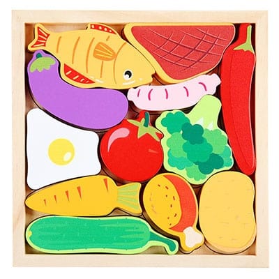 Une boîte Tangram en bois de fruits.
