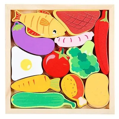 Une boîte Tangram en bois de fruits.